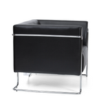 Zwarte gestoffeerde fauteuil CURACAO met verchroomd buizenframe van hjh OFFICE – 360-gradenweergave (zijaanzicht 80°)