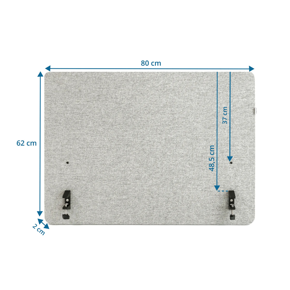 Maattekening van de Tafelverdeler FLEXMIUT D SIDE met 80 × 62 cm van hjh OFFICE