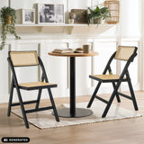 Twee TUDELA BAMBOO klapstoelen in zwart en bruin met Weens vlechtwerk van hjh LIVING (AI-gegenereerde afbeelding)