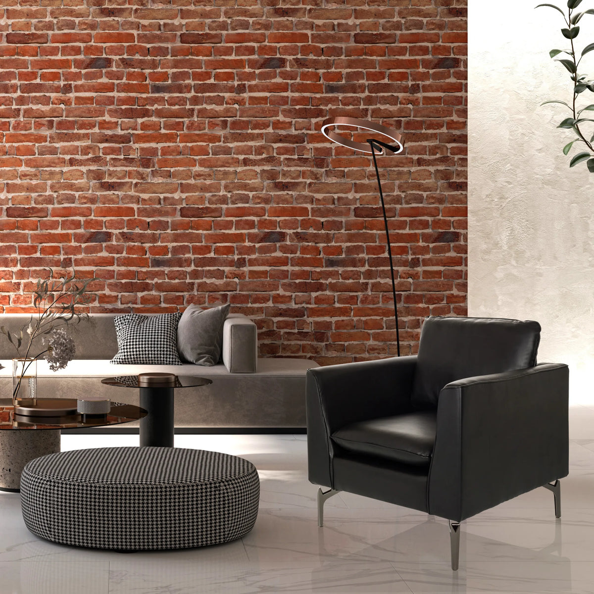 Zwarte Lounge stoel BAVERO van kunstleer met slanke metalen poten van hjh OFFICE
