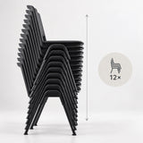 Vier zwarte bezoekerstoelen MEET WA aan een witte vergadertafel in een modern kantoor van hjh OFFICE