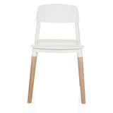 Witte vierpotige stoel SCANDI E met houten poten van hjh LIVING – 360-gradenweergave (vooraanzicht 0°)