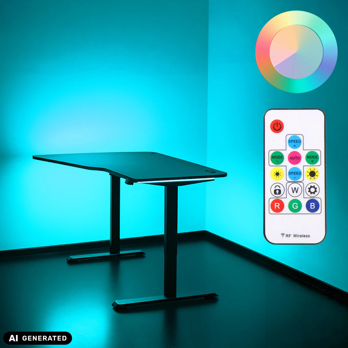 Elektrisch in hoogte verstelbaar bureau Worktime Game met afstandsbediening van hjh OFFICE (AI-gegenereerde afbeelding)