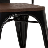 Houten zitting en zwart metalen frame van de VANTAGGIO COMFORT W bistrostoel van hjh OFFICE