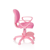 Roze Kinder bureaustoel KID COLOUR met armleuningen en vijfsterrenvoet met rolletjes van hjh OFFICE – 360-gradenweergave (zijaanzicht 80°)