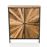 Commode SANTJAGO BLACK SUN XL met twee deuren van straalvormig geplaatst hout en een zwart metalen frame van hjh LIVING