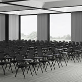 MEET WA klemborden in het zwart op een rij conferentiestoelen van hjh OFFICE