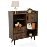 Commode MYRDAL in bruin en zwart met twee laden, een vak en een kastje van hjh LIVING