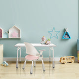 Kinderstoel KID GRO SET in roze met een wit bureau in een kinderkamer van hjh OFFICE