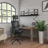 Zwarte Thuisgebruik bureaustoel BRETON B met hoofdsteun en netrug van hjh OFFICE