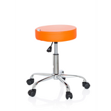 Oranje Draaikruk OPERATOR II met gasveer en vijfster-onderstel met wieltjes van hjh OFFICE – 360-gradenweergave (schuin vooraanzicht 60°)