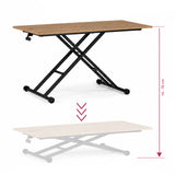 Hoogteverstelling van de Worktime Lift tafel in eiken/zwart met een bereik van 10 tot 70 cm van hjh OFFICE