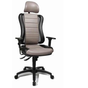 Grijze professionele bureaustoel HEAD POINT RS met zwart frame en hoofdsteun van Topstar