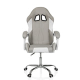 Grijs-witte Gamestoel GAMEBREAKER W03 met twee openingen voor hoofdsteunen en een vijfpoot met zwenkwielen van MyBuero – 360-gradenweergave (vooraanzicht 0°)