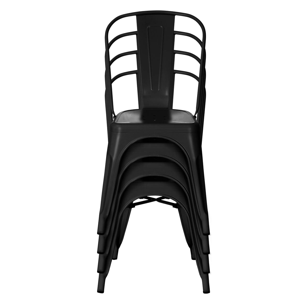 Stapelbare zwarte VANTAGGIO BRUSH bistrostoelen met spijlenleuning van hjh OFFICE