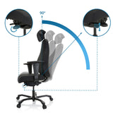 Verstelbare rugleuning met een neigingshoek van 90 graden van de Professionele directiestoel RESISTIO XXL van hjh OFFICE