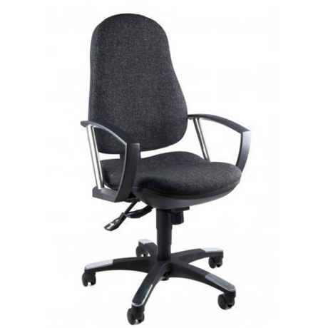 Thuisgebruik bureaustoel TRENDY SY met antracietkleurige stoffen bekleding en armleuningen van Topstar