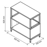 Technische tekening van het lowboard FlexWall met 800 × 400 mm van hjh OFFICE PRO