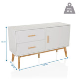 Maatafbeelding van het Dressoir TAROLO met 120 × 40 cm en een maximale belasting van 40 kg van hjh LIVING