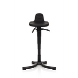 Schwarze Stehhilfe TOP WORK 34 mit Sitzfläche, Rückenlehne und vierfußigem Standfuß von hjh OFFICE – 360-Grad-Ansicht (Frontansicht 0°)