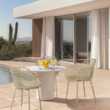 Outdoor stoel BEGIO L in beige met netstructuur-rugleuning en armleuningen van hjh LIVING