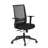 Zwarte Professionele bureaustoel CONISTON met netrug en vijfpoot met zwenkwielen van hjh OFFICE – 360-gradenweergave (schuin vooraanzicht 40°)