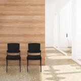 Twee zwarte vierpotige stoelen K9 V PRO met armleuningen voor een houten wand van hjh OFFICE