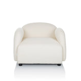 Witte Lounge stoel VERDUNA met gestructureerde stofbekleding en korte zwarte poten van hjh LIVING – 360-gradenweergave (vooraanzicht 0°)