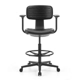 Zwarte Baliestoel TOP WORK B1 met voetring en vijfsterrenvoet met wieltjes van hjh OFFICE – 360-gradenweergave (vooraanzicht 0°)