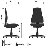 Technische tekening van de Kinder bureaustoel KID COLORE met een maximale belasting van 60 kg van hjh OFFICE