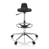 Zwarte Draaikruk TOP WORK 03 I met voetring en vijfpoot onderstel met zwenkwielen van hjh OFFICE – 360-gradenweergave (vooraanzicht 0°)