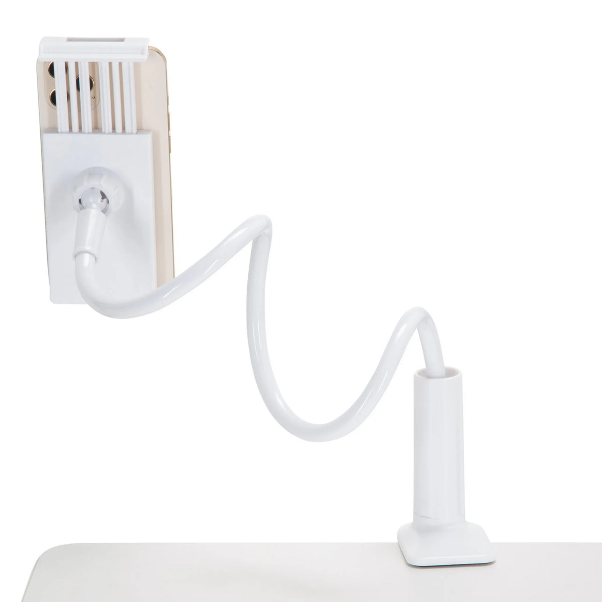 Flexibele zwanenhalsarm van de FLEXMOBI I houder voor mobiele telefoon & tablet in het wit van hjh OFFICE