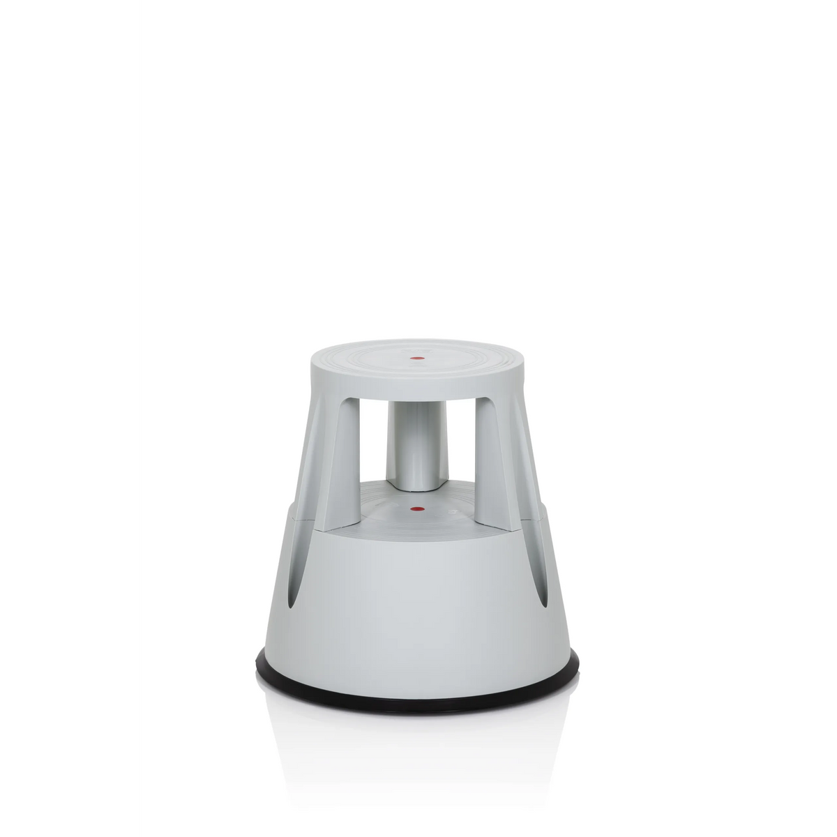 Lichtgrijs Opstapkrukje TIO-M I met rond tredeoppervlak en zwarte bodemring van hjh OFFICE – 360-gradenweergave (vooraanzicht 0°)