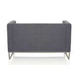 Donkergrijze lounge bank BARBADOS als tweezitter met metalen frame van hjh OFFICE – 360-gradenweergave (schuin achteraanzicht 240°)