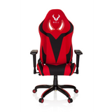 Rood-zwarte Gamestoel PROMOTER II met armleuningen en vijfpoot met wieltjes van hjh OFFICE – 360-gradenweergave (vooraanzicht 0°)