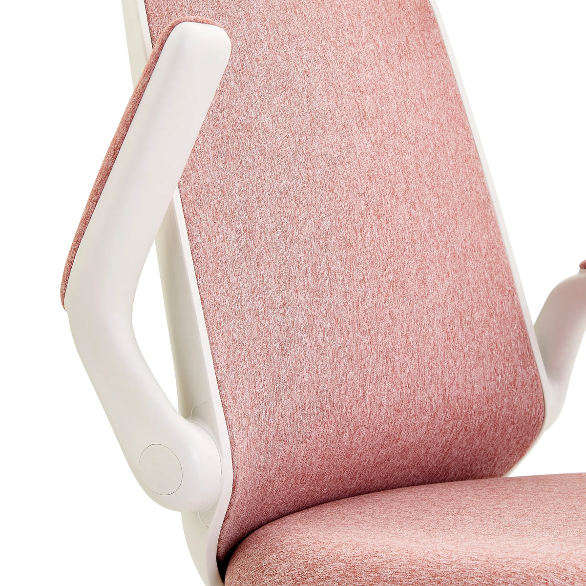 Witte armleuning en roze stoffen bekleding van de Kinder bureaustoel Swivelo van hjh OFFICE