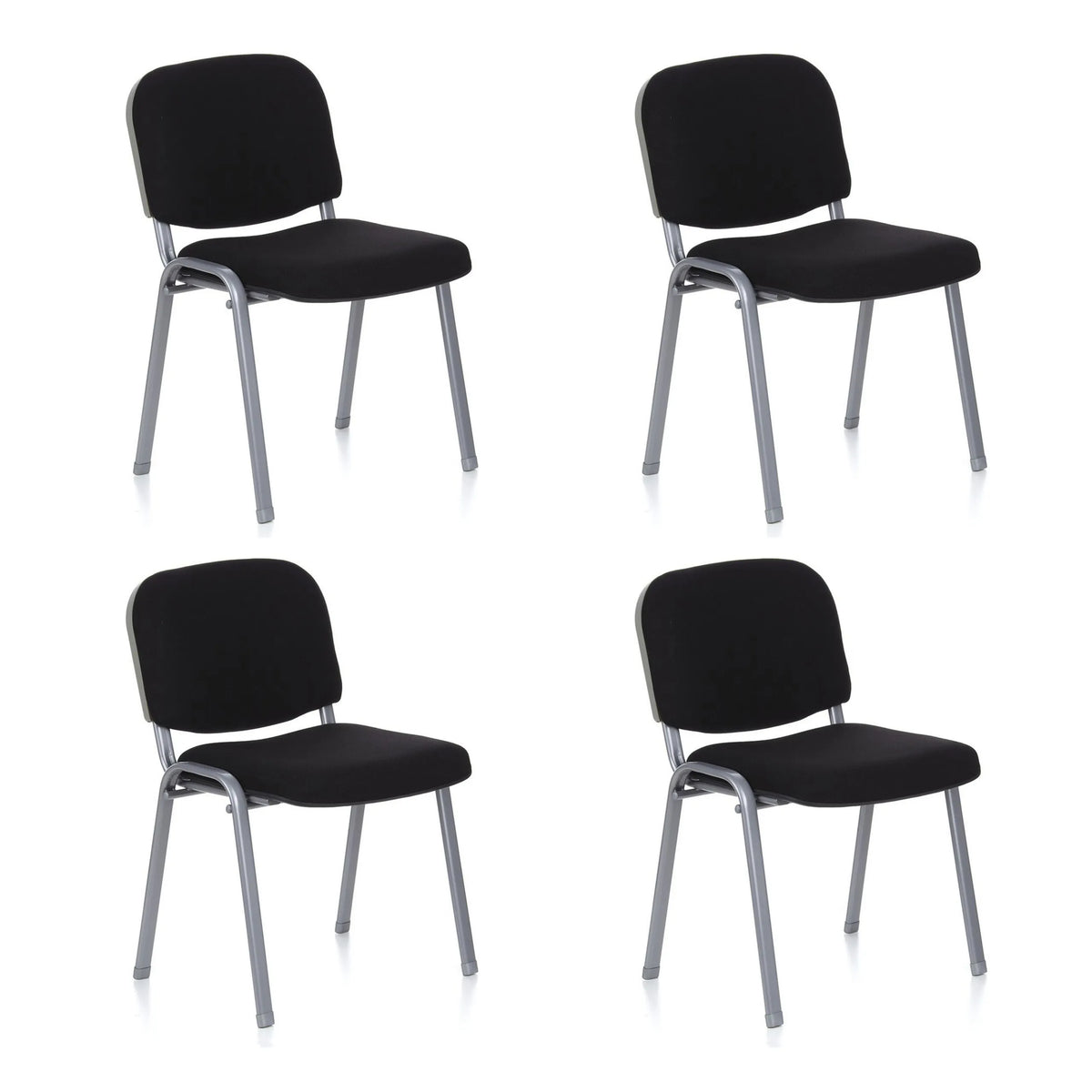 Set van vier XT 600 S vierpotige stoelen in zwart met zilverkleurig frame van hjh OFFICE