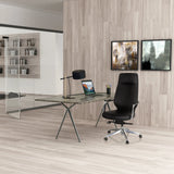 Professionele directiestoel VELVET in zwart met een hoge rugleuning en zwenkwielen van hjh OFFICE