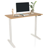 Elektrisch in hoogte verstelbaar bureau STAND BASIC in wit en eiken met accessoires van hjh OFFICE