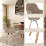 Beige gestoffeerde stoel SCANDI SOFT met 360-graden draaifunctie en houten poten van hjh LIVING
