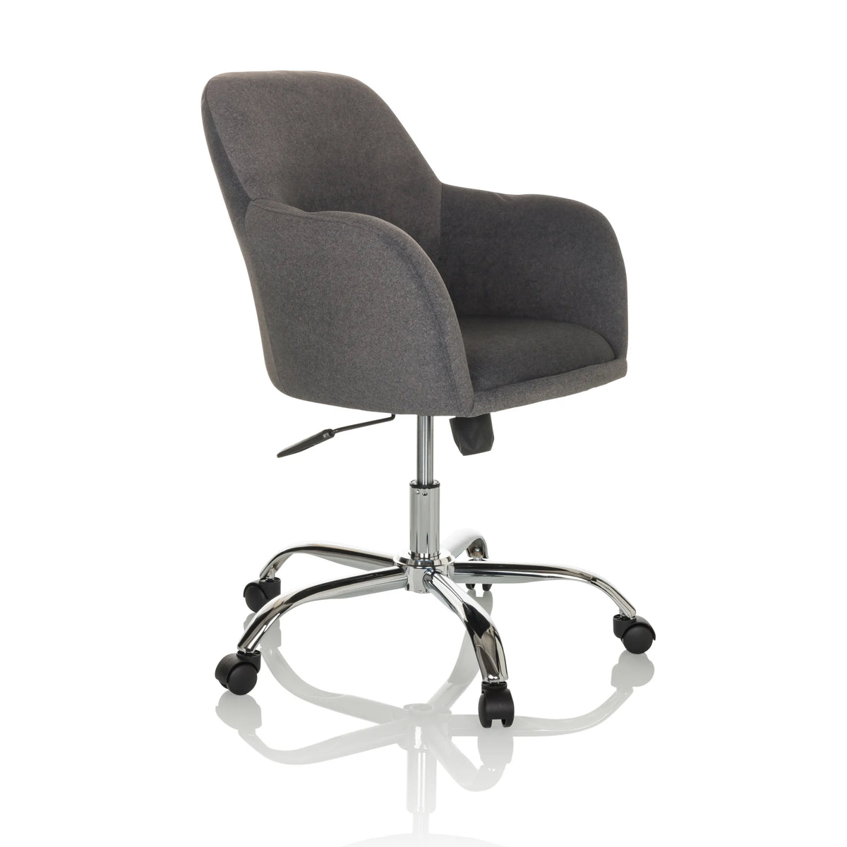 Donkergrijze Thuisgebruik bureaustoel SOLAO 300 met vulling en vijfpoot met wieltjes van hjh OFFICE – 360-gradenweergave (schuin vooraanzicht 45°)