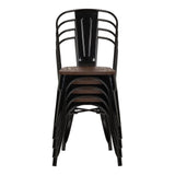 Stapelbare Bistrostoelen VANTAGGIO COMFORT W in zwart met bruine zittingen van hjh OFFICE