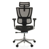 Schwarzer Luxus-Chefsessel ERGOHUMAN SLIM GEN2 mit Netzrücken, Armlehnen und Fußkreuz mit fünf Rollen von hjh OFFICE – 360-Grad-Ansicht (Frontansicht 0°)