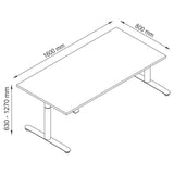 Technische tekening van het bureau XDLR 16 G met 1600 × 800 mm van hjh OFFICE PRO