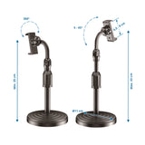 Technische tekening van de Houder voor mobiele telefoon & tablet FLEXMOBI II met een maximale hoogte van 33 cm van hjh OFFICE