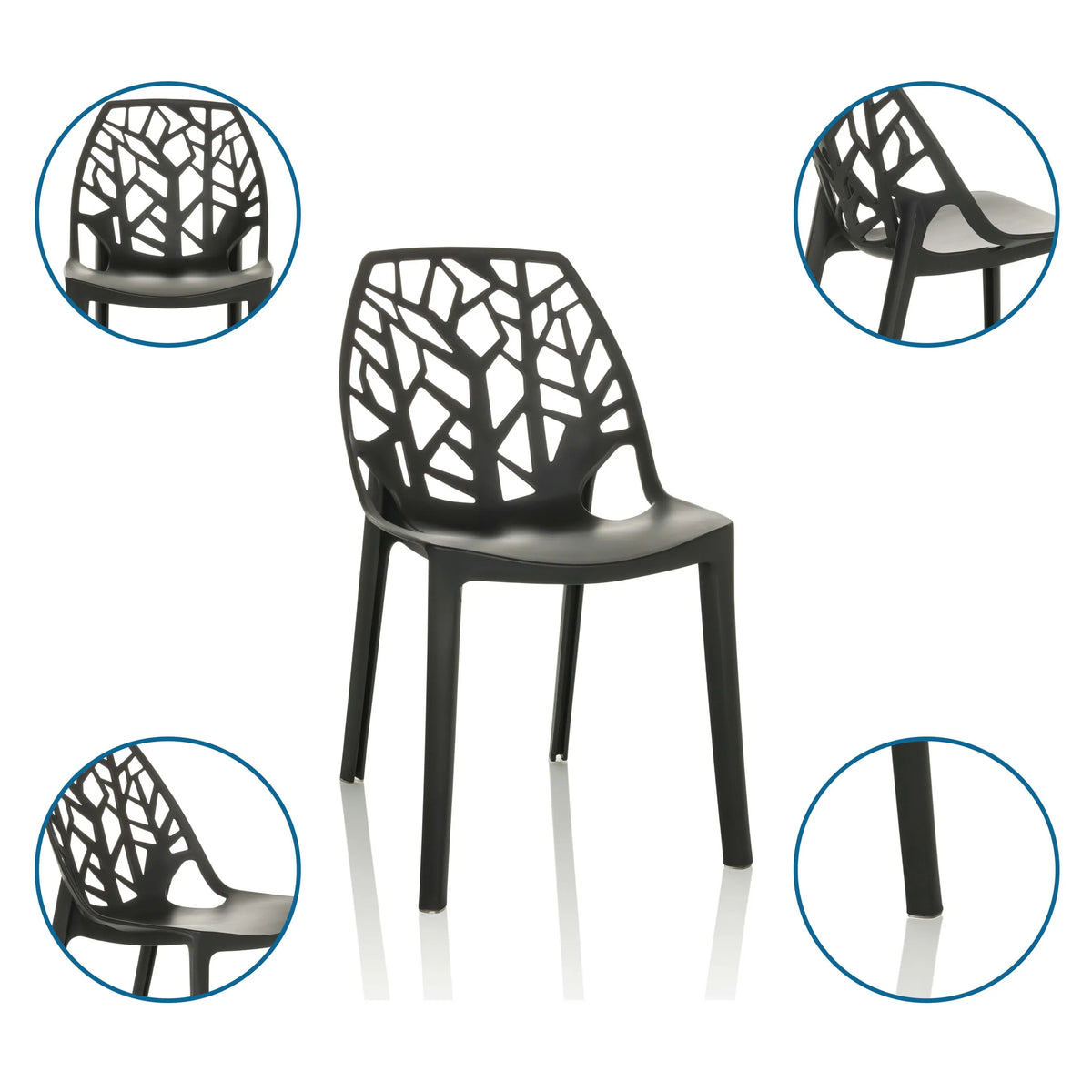 Zwarte Outdoor stoel ARTIFO TRI met takachtige rugleuningstructuur van hjh OFFICE