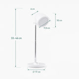 Technische tekening van de Lumanova D3 bureaulamp met een hoogte van 33–46 cm en een voet van 17 cm van hjh OFFICE