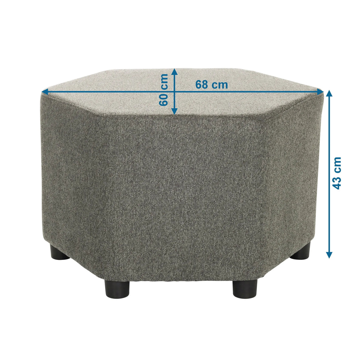 Maatweergave van de Gestoffeerde kruk BAREO met 68 × 60 cm en een hoogte van 43 cm van hjh OFFICE