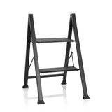Zwarte Klaptrap SOLID W5 met twee treden van hjh OFFICE – 360-gradenweergave (vooraanzicht 20°)