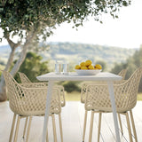 Outdoor stoel BEGIO L in beige met netstructuur en armleuningen van hjh LIVING